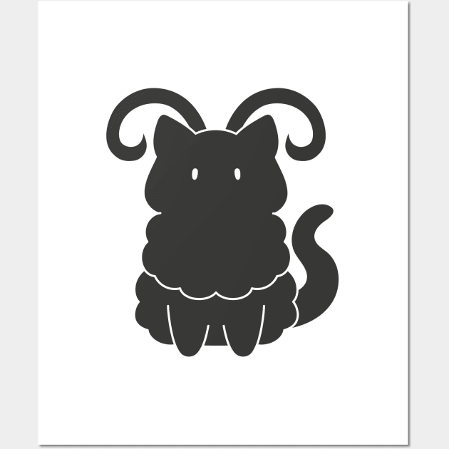 Aries Cat Zodiac Sign (Black and White) Wall Art by artdorable